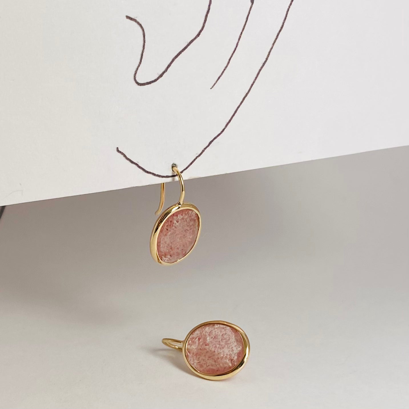 K10イエローゴールド レピドクロサイトインクォーツピアス