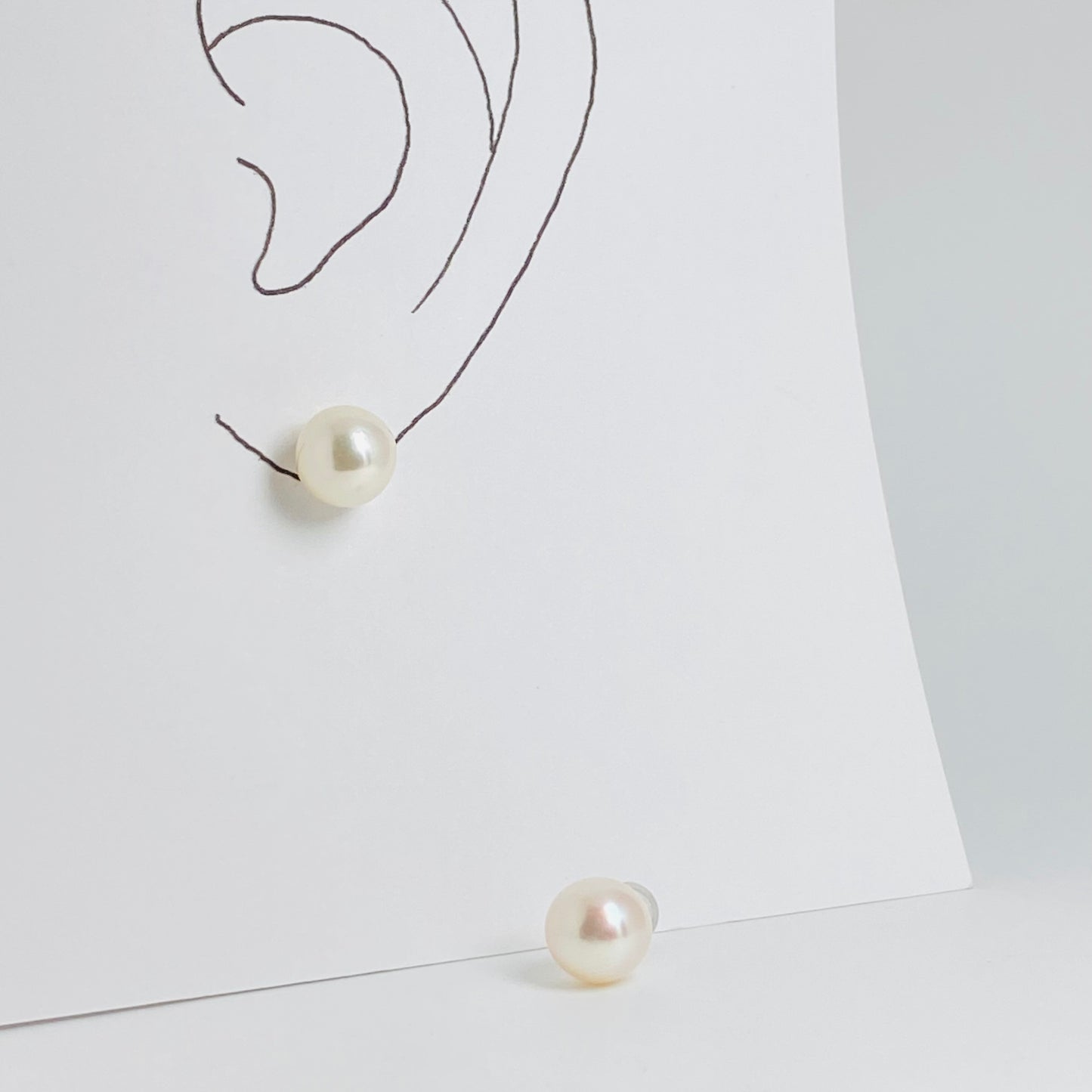 K14ホワイトゴールドあこやパール8.5-9㎜ピアス