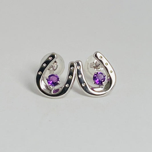 K10ホワイトゴールド アメジストホースシューピアス