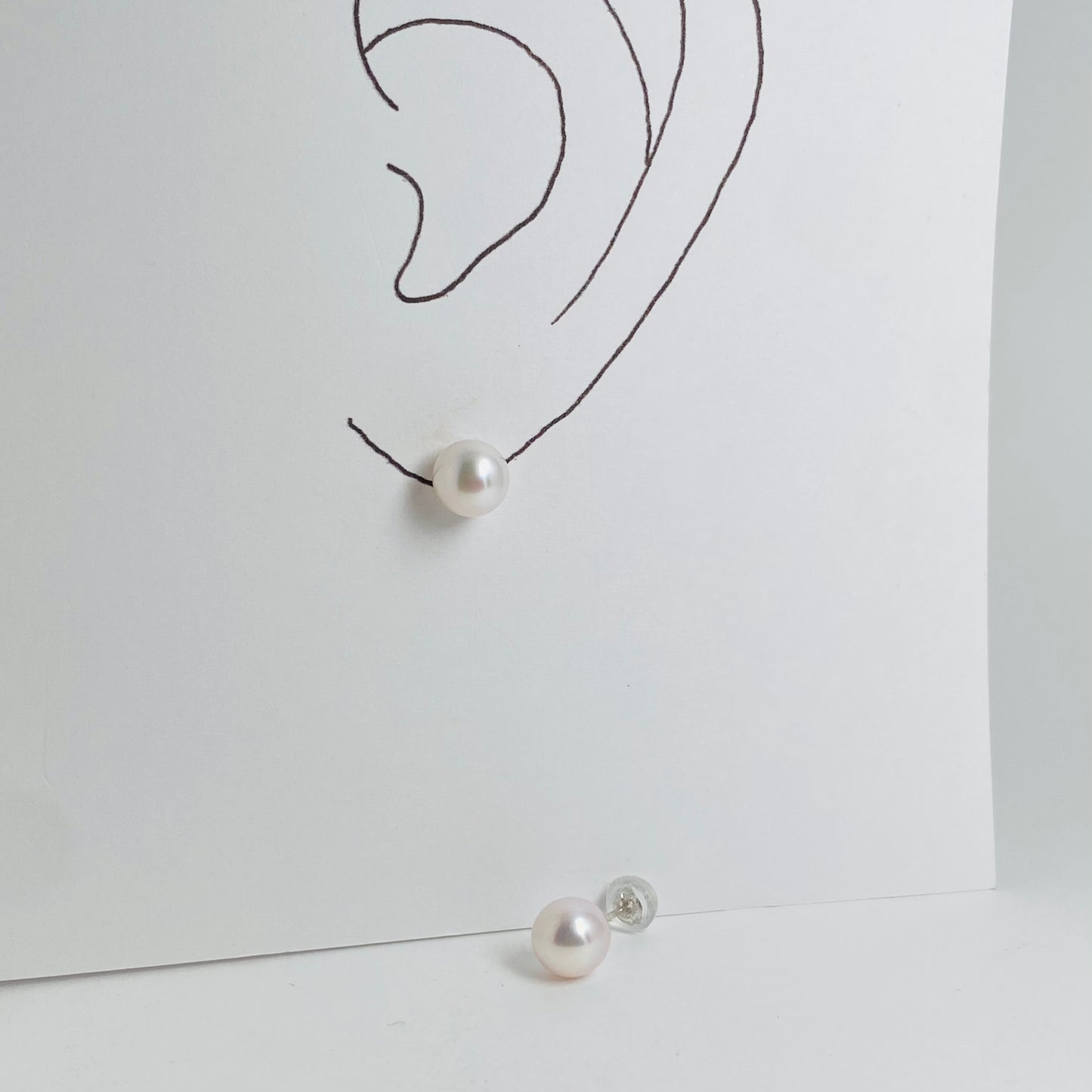K14ホワイトゴールド　あこやパール7-7.5㎜ピアス