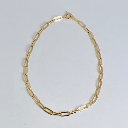 K10イエローゴールドペーパークリップチェーンブレスレット