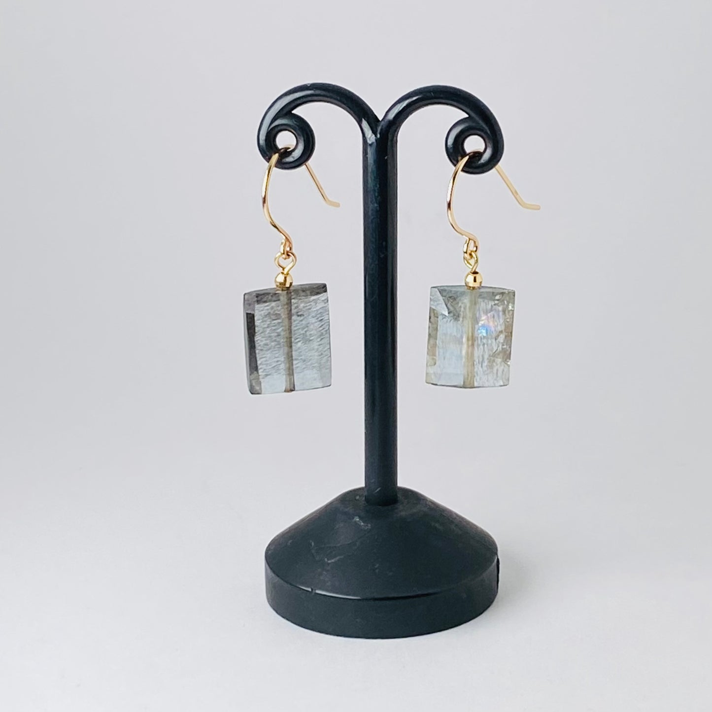 K10イエローゴールド モスアクアマリンピアス