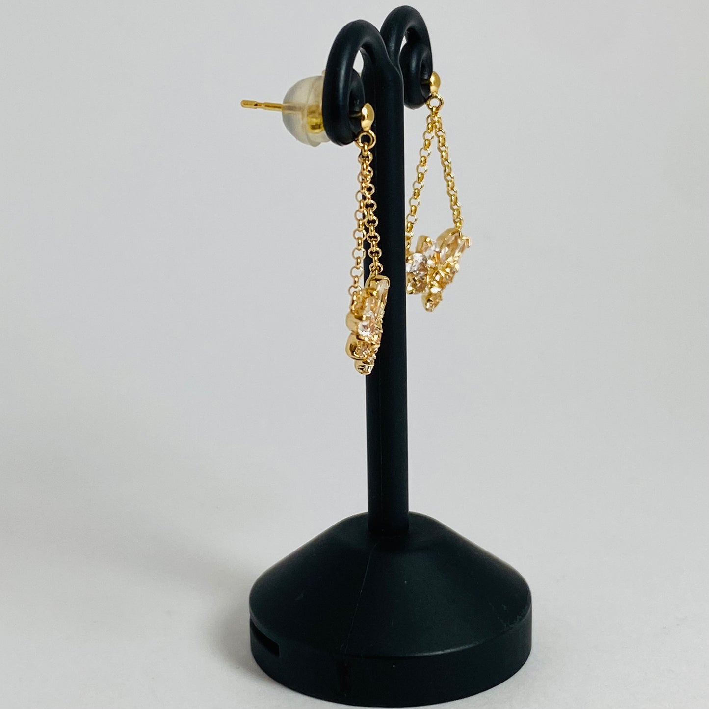 K18イエローゴールド ホワイトトパーズピアス