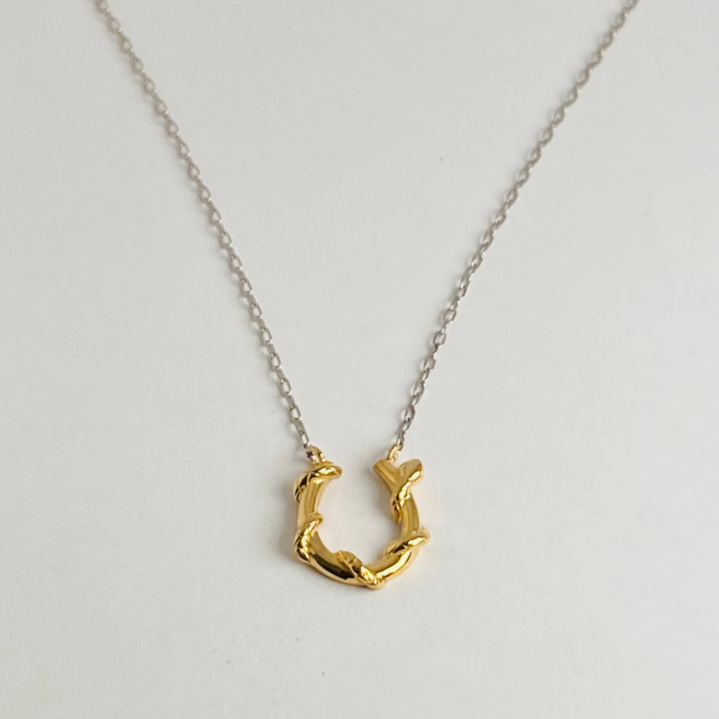 Pt/K18 2カラー　ホースシューネックレス