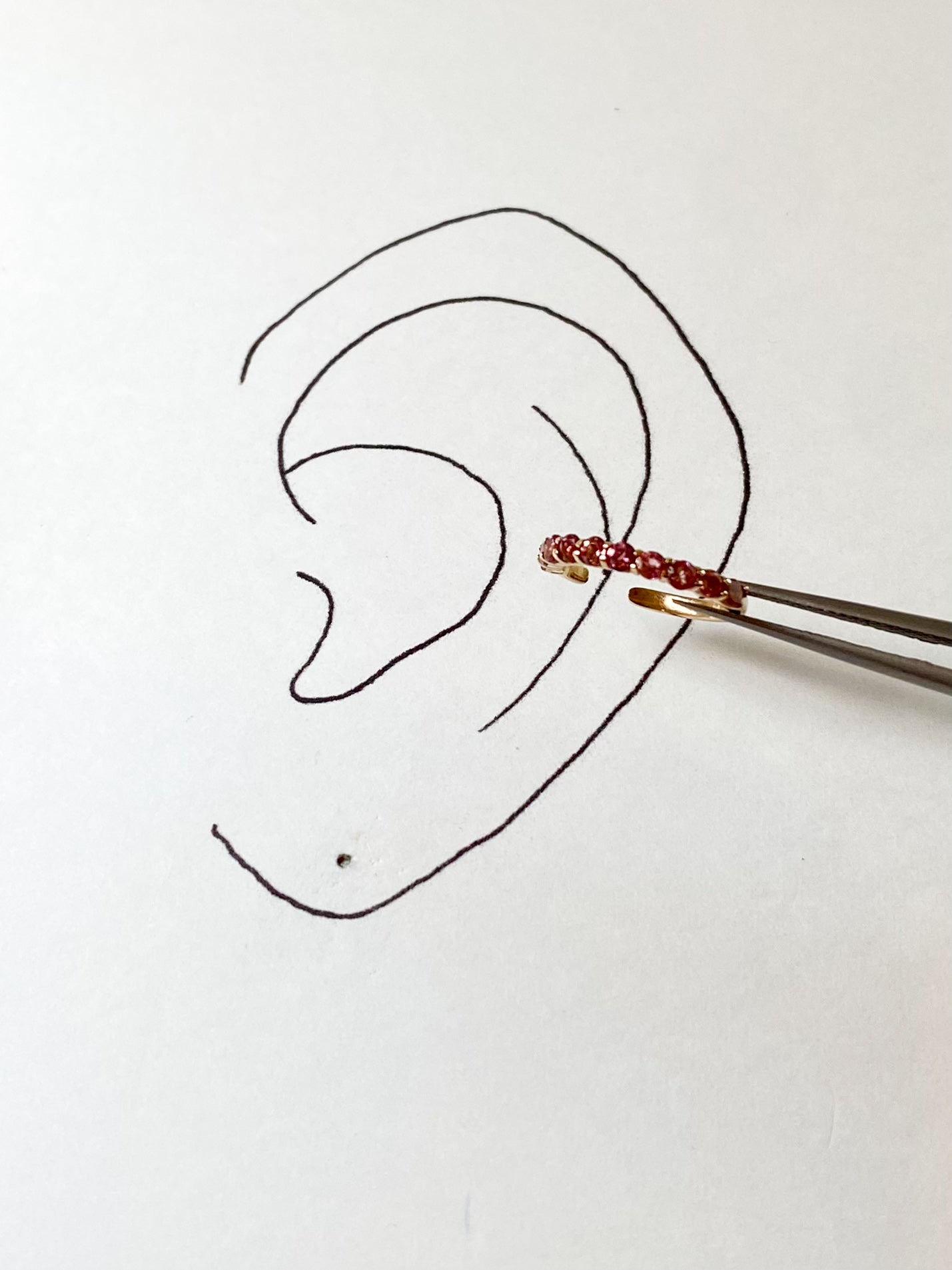 K10イエローゴールド ピンクトルマリンイヤーカフ