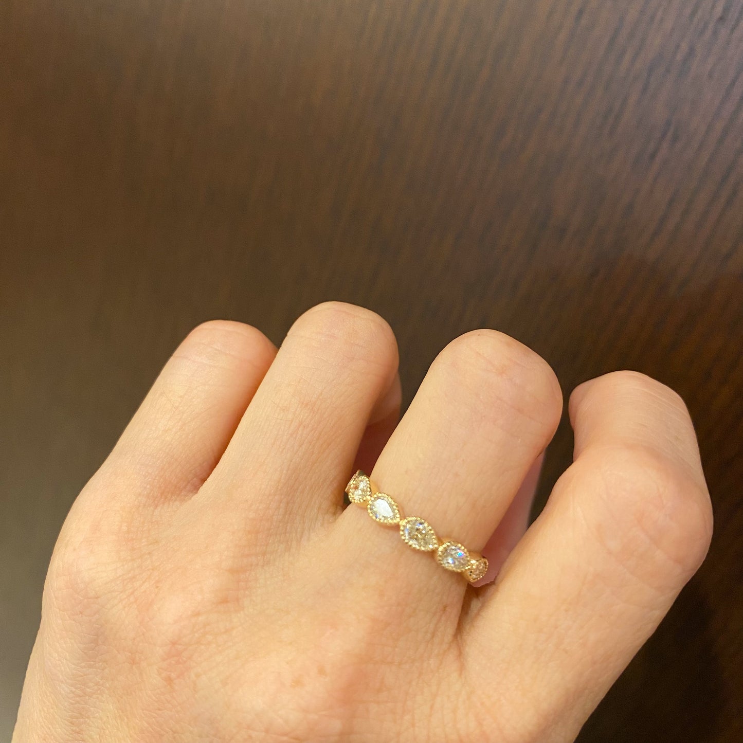 K18イエローゴールド ペアシェイプカットダイヤモンド0.92ctリング