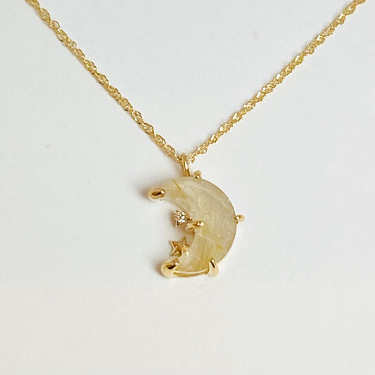 K10イエローゴールド ルチルクォーツ･ダイヤモンド0.01ctネックレス