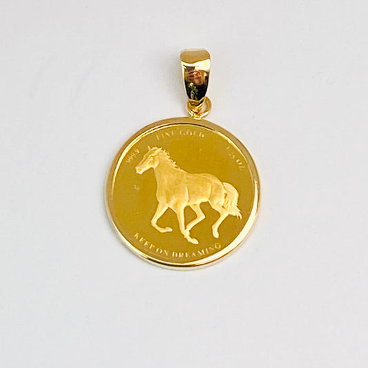 K24／K18イエローゴールド 1／25オンスコインペンダントトップ