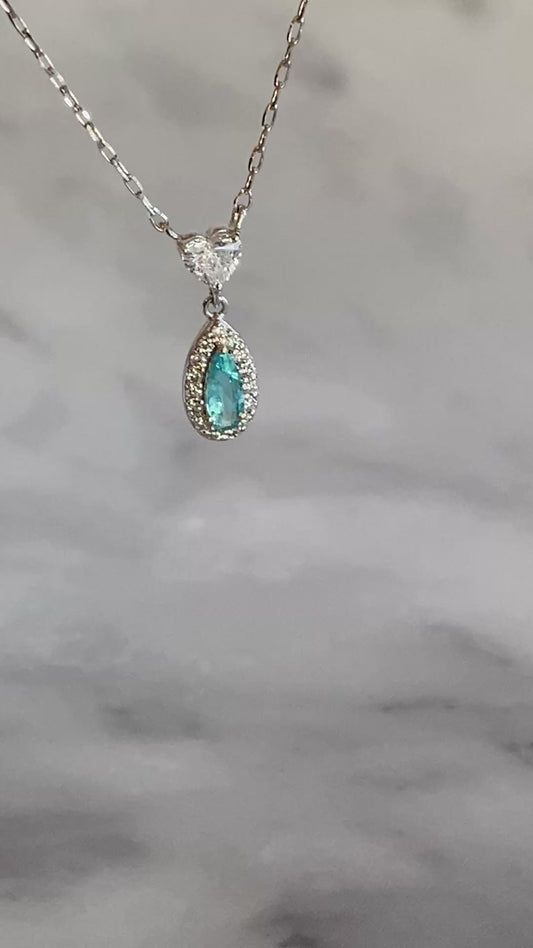 K18ホワイトゴールド パライバトルマリン　ダイヤモンドモンドネックレス